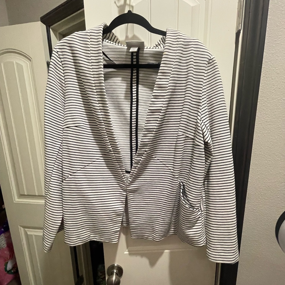 White and Black striped blazer
